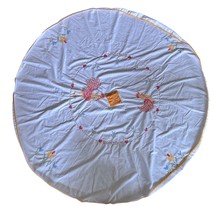 Hand-Embroidered Rooster Floral Tablecloth Patio Table Bonjour 58” Round... - $21.59