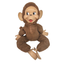 17&quot; Vintage Brown Rubber Face Monkey Flat Hans + Feet Stuffed Animal Plush Toy - £97.94 GBP