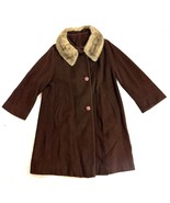 Vintage 1950s Wool Coat w/ Real Mink Fur Collar Brown ILGWU Union Made S/M - €101,67 EUR
