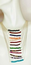 Sterling Silver Genuine 3mm Gemstones Bar Rolo Link Necklace (16&quot; or 18&quot;) - $29.75