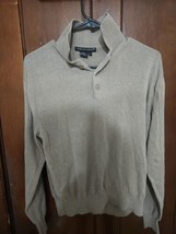 TULLIANO Men&#39;s Silk Cotton Blend Size Large Long Sleeve Sweater Beige  - $14.80