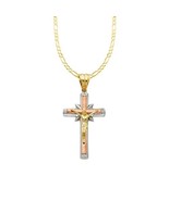 Genuine 14k Tri-tone Gold 1.65&quot; Cubic Zirconia Fancy Crucifix Necklace 1... - $1,062.00+