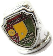 Thimble Indiana The Hoosier State Silver Tone Metal Vintage - $14.84