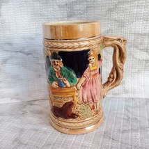 Vintage Beer Stein Mug, Man with Dog and Woman Dancing, ceramic made in Japan image 1