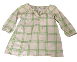 Mossimo Supply Co Pullover Shirt Womens XS Cotton Hobo Pleated Green Beige Top - £11.87 GBP