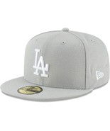 New Era 59Fifty Men Women Cap MLB Los Angeles Dodgers Basic Gray Fitted Hat - $51.18 CAD