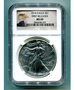 2014 AMERICAN SILVER EAGLE NGC MS69 EARLY RELEASES LABEL EAGLE LABEL ORI... - £41.52 GBP