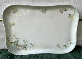 Vintage France Floral Hand Painted Vanity Tray 11 1/4” Seafoam Green and... - $559.76 MXN