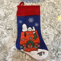 Peanuts Stocking Snoopy on Dog House Christmas Blue Red 2010 - $9.89