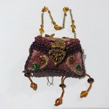 Vintage Victorian Beaded Bass Velour Purse Handbag Figural Pill Box Mini - £38.95 GBP