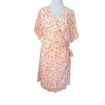 All in Favor Simone Floral Wrap Front Minidress in Multi Animal Peach Wo... - $13.40
