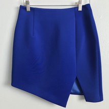Keepsake The Label Skirt S Blue Mini Straight Pencil Asymmetric Hem Zip  - $26.72