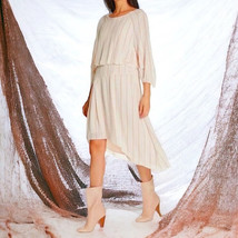 $448 Joie Blouson High Low Dress 6 Cream Striped High Low Flowy Viscose NWT - $114.94