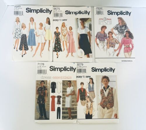 Primary image for Five Simplicity Misses Dress Skirt Top Vest Sewing Patterns Various Sizes 6 - 16