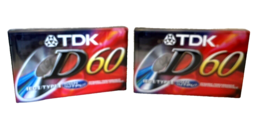 Cassette Tapes 2 TDK D60 Blank IECI/Type I High Output Sealed New Vintage - £10.80 GBP