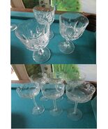 Depression Glass Hexagon Base 3 Wine Goblets 6 Champagne Etch Garlands P... - €64,46 EUR