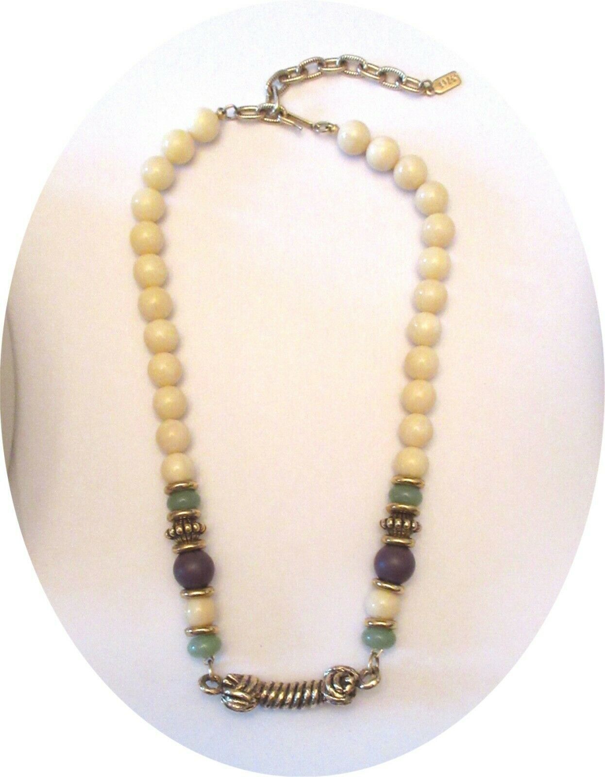 Primary image for Vintage 1928 Faux Pearl 19" Beads Adjustable Necklace Jewelry Goldtone Accents