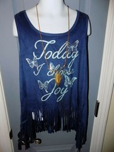 Knit Works Navy Tank Top Lace w/ Necklace Shirt Size L Girl&#39;s NEW - $354.16 MXN
