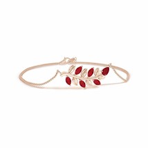 ANGARA Pear and Marquise Ruby Olive Branch Bracelet for Women in 14K Solid Gold - £754.30 GBP