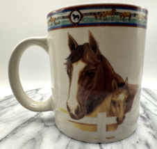 Horse Coffee Mug Cedar Valley Stables Folkcraft Stoneware Western Ranch Cup - $14.84