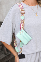Sea Green Geometric Printed Phone Strap And Detachable Zipped Pouch - $255.08 MXN