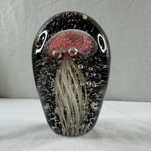 Vintage Moon Jellyfish Paperweight Studio Art Glass Sculpture Red Black ... - £115.55 GBP