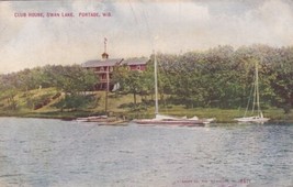 Portage Wisconsin WI Club House Swan Lake Postcard D33 - £2.35 GBP