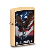 Zippo Brushed Brass United States Navy Color Image Lighter - $58.39 CAD