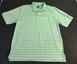 FootJoy FJ Golf Polo Shirt Men&#39;s Size XL Green Blue Stripes McCall Idaho Logo - £15.73 GBP