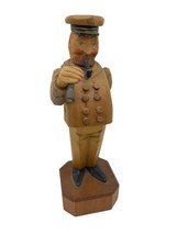 Antique Sailor Captain Wood Figurine Statue Carving Military Figure 7&quot; Tall - £56.01 GBP