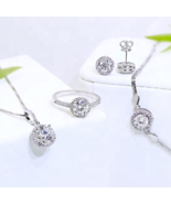GRA Certified Round Halo 0.5/1/2ct Moissanite S925 5-Piece Jewelry Set - $1,232.04 MXN+