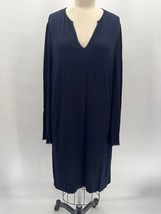 Raquel Allegra Long Sleeve Shift Dress Sz 1(M) Blue V-Neck Minimalist La... - $73.50