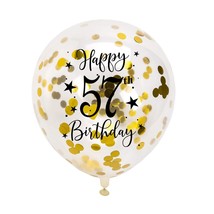 Gold 57Th Confetti Latex Balloons, Woman Or Man Happy 57 Years Birthday ... - £18.02 GBP