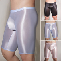 Mens Sheer Oil Shiny Glossy Boxer Shorts Lingerie Stretch Nylon Tights Underwear - £9.34 GBP