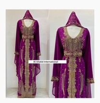 New Moroccan Dubai Kaftan Abaya Farasha Dress Fancy Handmade Long Gown E... - $107.00