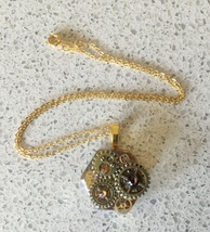 Steampunk Gears Glass Tile Pendant Necklace w Chain - Octogonal 1 - £8.44 GBP