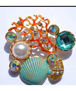 Sealife stone crystal pin brooch - €12,25 EUR