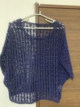 le.coeur blanc dolman sleeve mesh tops navy 38 size pre-owned - $14.10