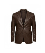 Leather Men&#39;s Brown Stylish Blazer Handmade Formal Office Wear Genuine L... - $178.48 CAD+
