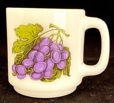 Vintage Glasbake Fruit White Milk Glass Coffee Tea Mug-Grapes  - £14.76 GBP