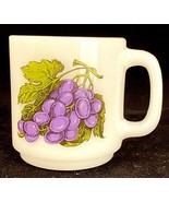 Vintage Glasbake Fruit White Milk Glass Coffee Tea Mug-Grapes  - $18.69