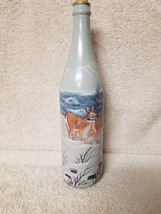 Hand Painted 12&quot; Wine Bottle &#39;Deer in the Snow&#39; Home Cabin Decor has Cork - £6.32 GBP