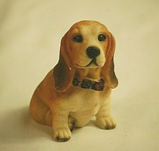 Basset Hound Brown Puppy Dog w Collar Resin Figurine Shadow Box Shelf Decor - $9.89