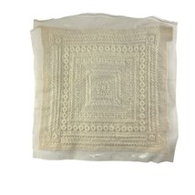 Vintage Needlepoint Pillow Top Raised Embroidery Cream Partially Complete 15x15&quot; - £23.13 GBP