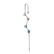 925 Sterling Silver 1Piece Colorful Multiple Zirconium Ear Needle-Lightning Stud - $20.10