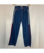 Tommy Hilfiger Jambe Large Wide Leg Denim Jeans Mid Rise 90s Y2K striped... - $352.23 MXN