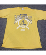 Vtg Jerzees T Shirt Crewneck L Yellow WVSSAC Basketball West Virginia 80... - £14.13 GBP