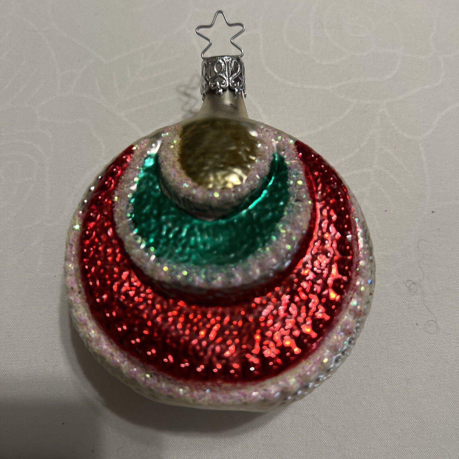 Red/Gold/Green Old World Christmas Inge Glas Ornament - £15.98 GBP