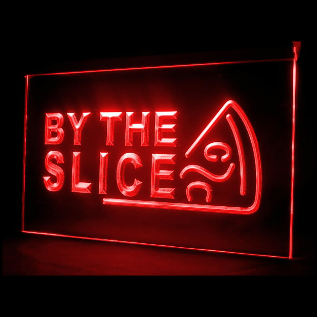 110109B By The Slice Pizza Hand Made Cafe Delivery Ham Take Away LED Lig... - $21.99