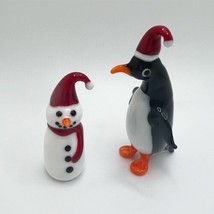 New!! Winter Collection &amp; Murano Glass Handcrafted Snowman &amp; Pinguin Figurine - $56.01